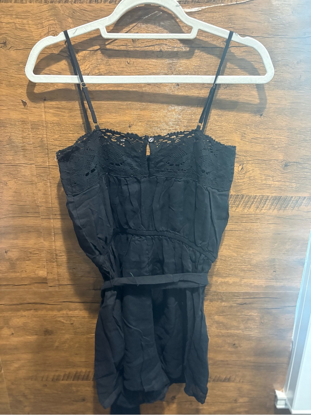 Oliviaceous Black Lace-Trim Tie-Waist Romper - Picture 6 of 7
